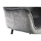Barstuhl Velvet in Grau mit schwarzem Metallgestell und Armlehnen