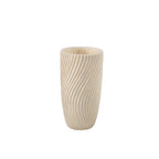 Handgefertigte Zementvase Lianna in Cream, Größe S – zylindrische Form mit dekorativer Wellenstruktur, 16 × 16 × 30 cm