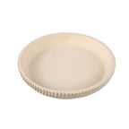 Beige runde Dekoschale mit erhöhtem, spiralförmig geriffeltem Rand