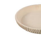 Beige runde Dekoschale mit erhöhtem, spiralförmig geriffeltem Rand