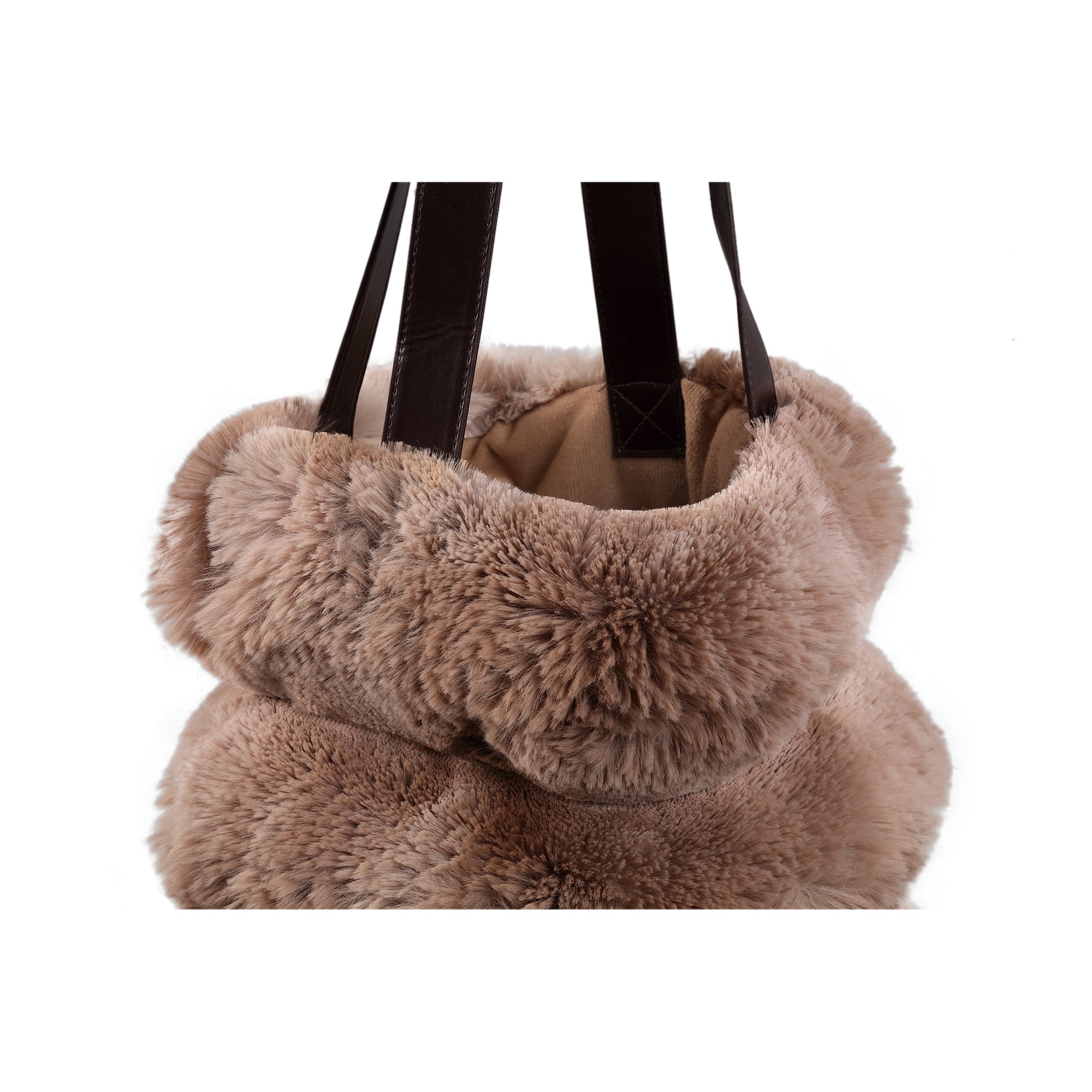 Schultertasche Divvo – Kunstfell, braun