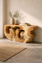 Konsolentisch – Holzskulptur, natur